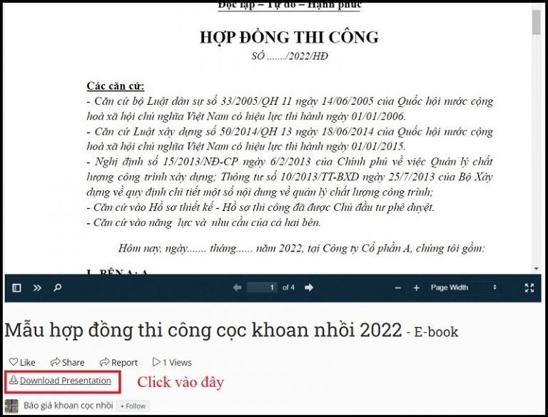 Mẫu hợp đồng thi công cọc khoan nhồi mới nhất 2024
