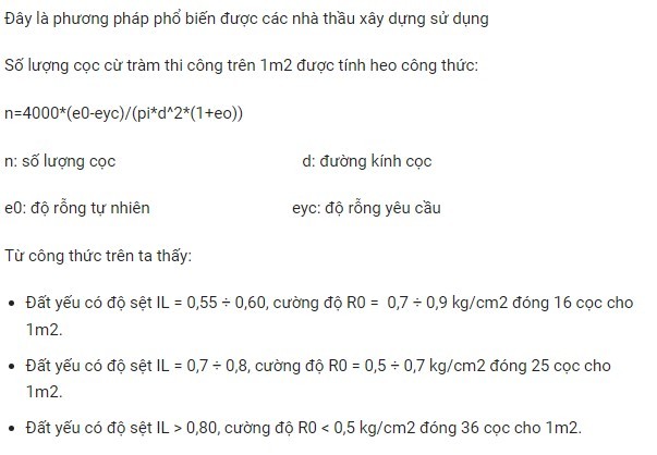 Tính móng cọc cừ tràm