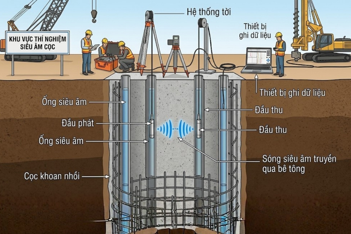 minh họa siêu âm khoan cọc nhồi