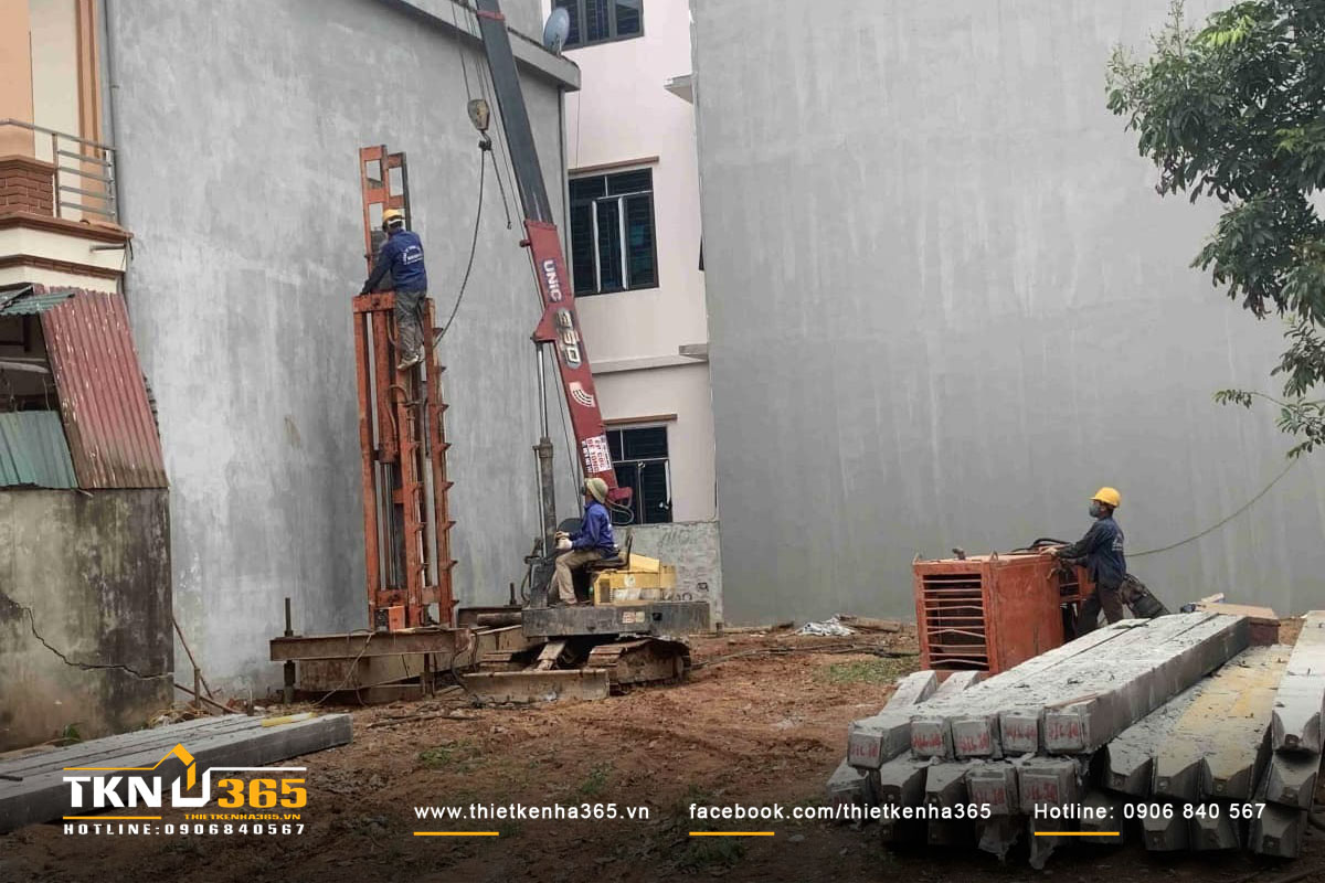 Thi công khoan cọc nhồi nhà 4 tầng do đơn vị Khoan Cọc Nhồi 365 thực hiện