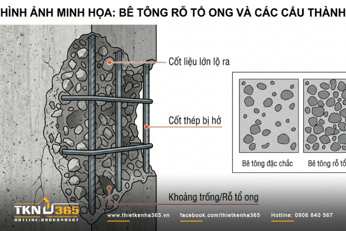 bê tông bị rỗ tổ ong